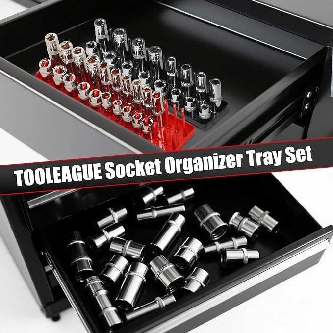 TOOLEAGUE 7Pcs Socket Organizer Tray and Magnetic Wrench Holder Set, 3/8" - Image 4