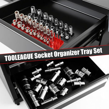 TOOLEAGUE 7Pcs Socket Organizer Tray and Magnetic Wrench Holder Set, 3/8" - Image 4