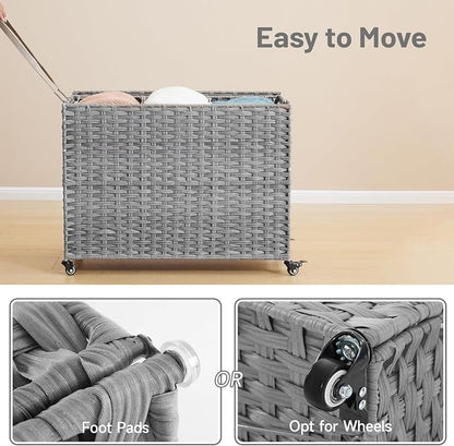 Laundry Hamper with Wheels, 52.8 Gallon Rolling Laundry Basket with Lid - Image 6