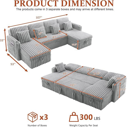 107'' Sectional Sleeper Sofa - Image 2