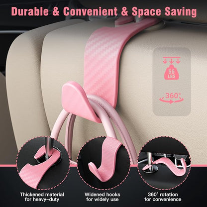 Amooca Car Seat Headrest Hook 4 Pack Hanger Universal Vehicle Car Storage - Image 5