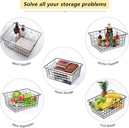 Wire Baskets for Organizing 4 Pack Pantry Baskets For Storage 11x8.7x4.7in | - Image 7