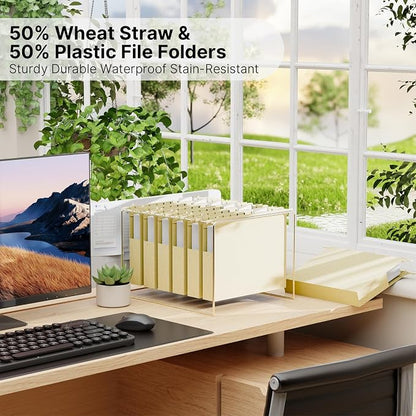 Wheat Straw Hanging File Folder Letter Size, Heavy Duty 1'' Expansion, 12 Pack - Image 4