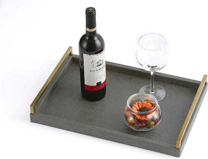 17.8 * 11.8" Grey Shagreen Large Serving Tray - Image 3
