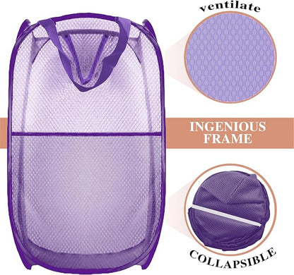 Collapsible Pop Up Laundry Hamper, Extra Large Mesh Foldable Laundry Basket Bag - Image 5
