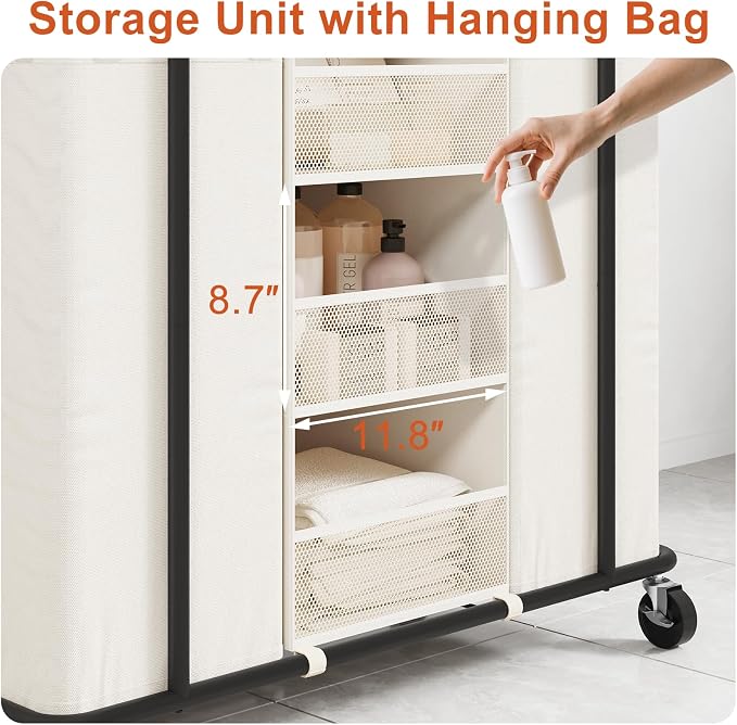 WOWLIVE Laundry Sorter 2 Section 200L Rolling Laundry Hamper - Image 4