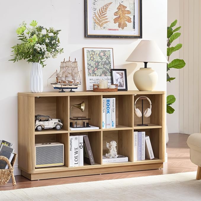 8 Cube Storage Book Shelf, Floor Standing Wooden Cubby Bookcase - Image 2