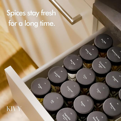 KIVY Glass Spice jars with Label & Shaker Lids Airtight Seasoning Containers - Image 6