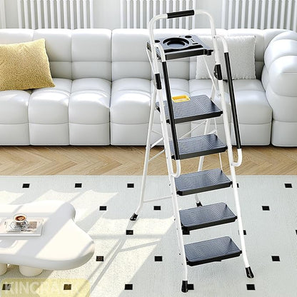 KINGRACK Folding 5-Step Ladder, 800 lbs Capacity Step Stool - Image 7