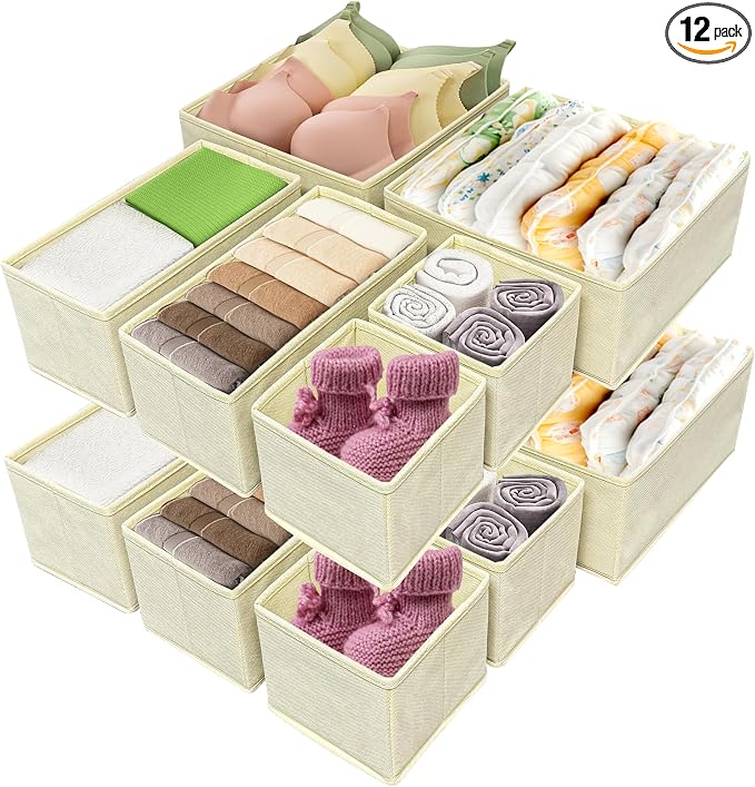 Clothes Organizer, Storage Drawer, 12 Piece Fabric Drawer Organizer Foldable by Unknown