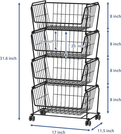 PUSDON Stackable Metal Storage Carts, Dual Use Shelf - Image 8
