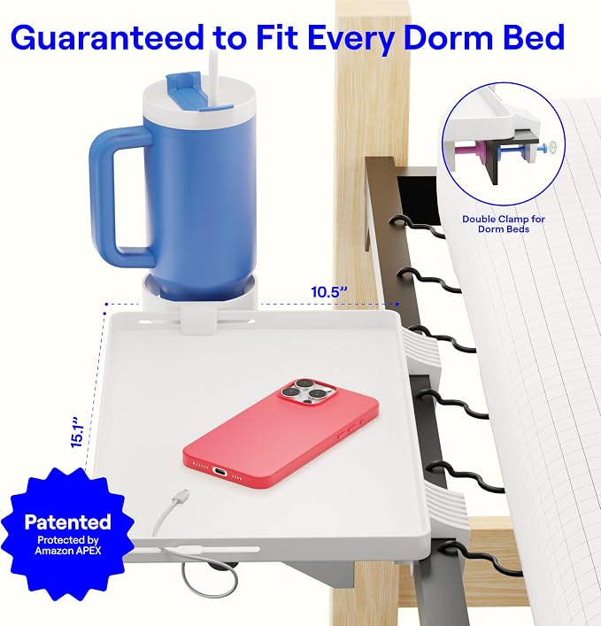 BedShelfie Bedside Shelf for Dorm Room Bunk Bed & Top Bunk, College Dorm Room - Image 2