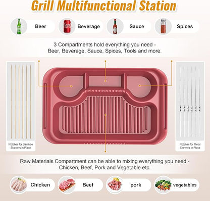 4PCS Melamine Grill Prep Station Tray Set, Outdoor BBQ Grill Station Accessories - Image 5