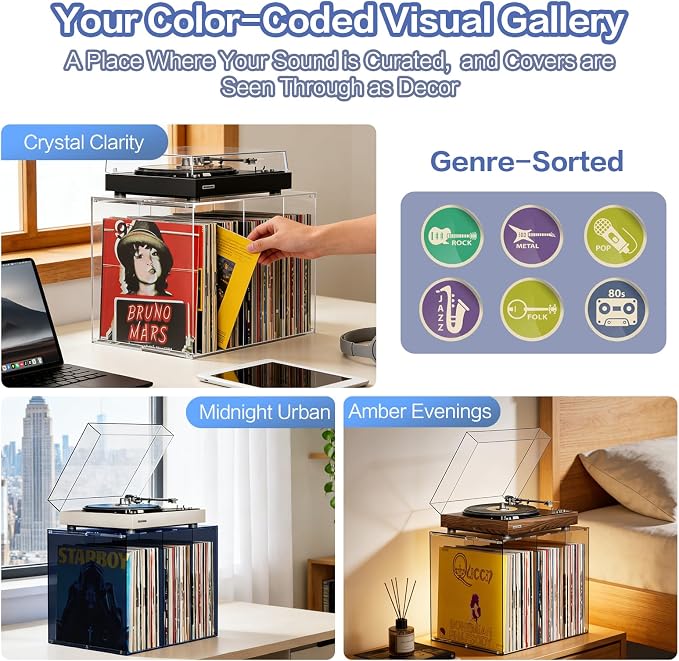 Bikoney Vinyl Record Storage, Stackable Cube Acrylic Vinyl Record Holder - Image 3