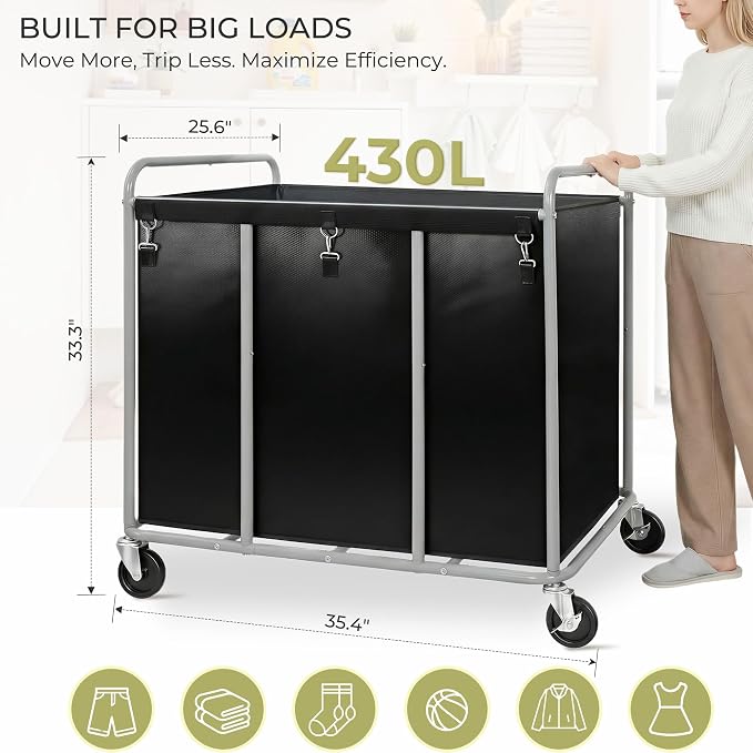 430L Commercial Laundry Cart - Image 3