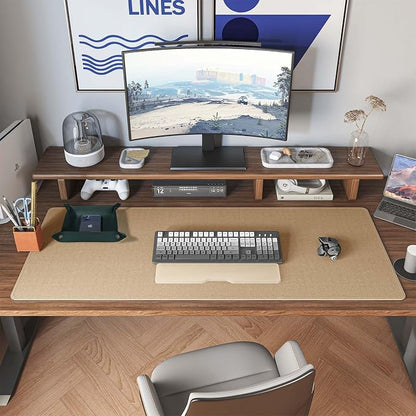 DAWNTREES Dark Green Desk Mat, Leather Desk Pad, Cork Desk Mat Protector - Image 6