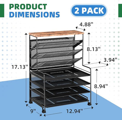 Simple Trending 7 Tier Desk File Organizer, 2 Pack Letter Tray Paper Organizer - Image 6