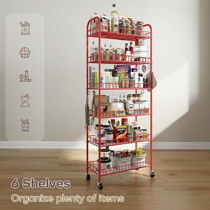 Slim Rolling Storage Cart, 6 Tier Metal Kitchen Rolling Utility Cart - Image 8