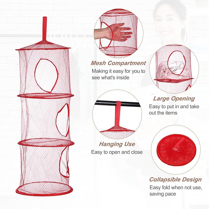 uxcell 2Pcs Mesh Hanging Storage Basket - Image 3