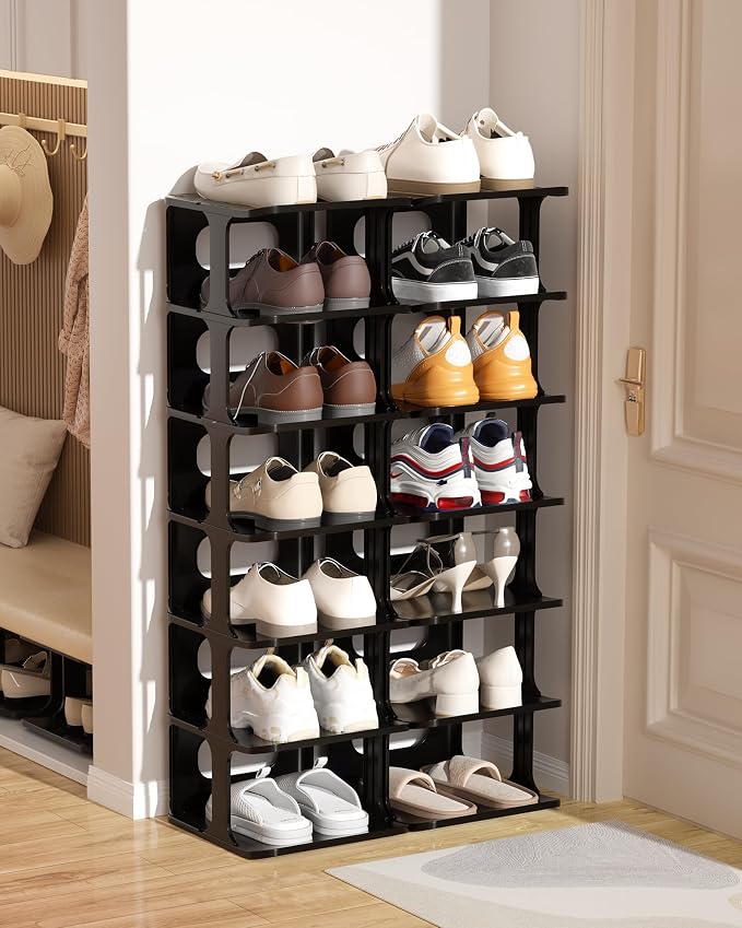 HAIXIN 14 Tier Vertical Black Shoe Rack - Image 2