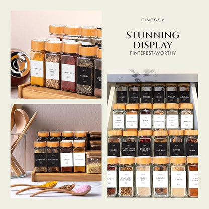 Glass Spice Jars with Label with Bamboo Lids Minimalist 36 Pack Set, 4oz Clear - Image 6