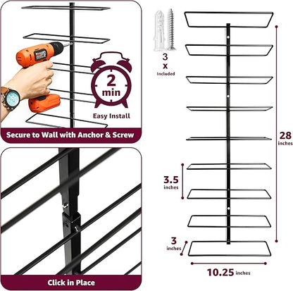 Sorbus Wall Mount Wine Rack 2-Pack – Holds 9 Bottles Each – Black Metal Wine - Image 3