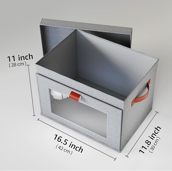 2-Pack Large Storage Bins with Lids, Stackable&Collapsible Closet Storage Bins - Image 3
