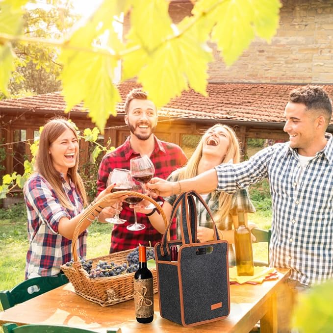6 Bottle Wine Tote Bag, Insulated Thermal Padded Wine Carrier Tote, Reusable - Image 6
