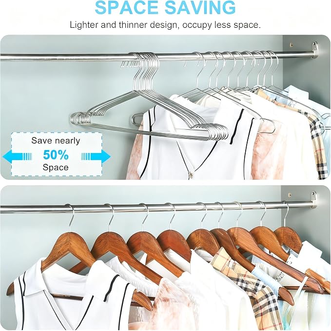 Coat Hangers 40 Pack Clothes Hangers, Seropy Metal Hanger Heavy Duty Wire - Image 3