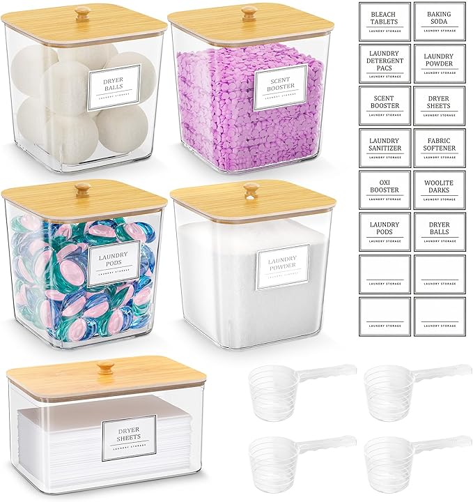 4+1 Pack Laundry Room Organization Containers, Large Laundry Detergent Powder by Unknown