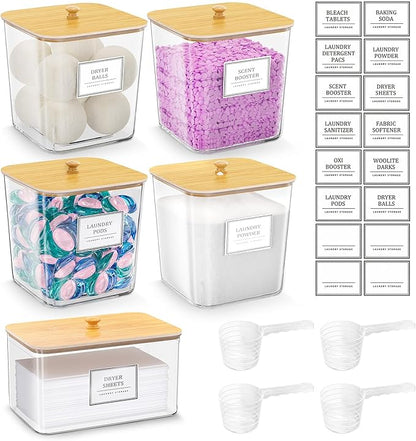4+1 Pack Laundry Room Organization Containers, Large Laundry Detergent Powder by Unknown