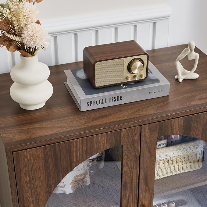 27" Floor Storage Cabinet, Mid-Century Wood Sideboard Buffet Cabinet - Image 3
