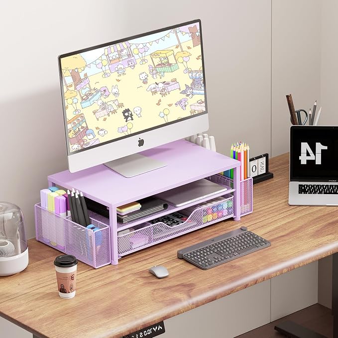 OPNICE Desk Organizers and Accessories, 2-Tier Computer Monitor Stand Riser - Image 5
