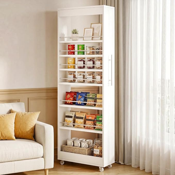 Tribesigns 73" Tall Slim Storage Cart on Wheels, 7-Tier Narrow Pantry Cabinet - Image 5