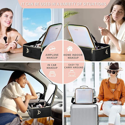 Travel Makeup Bag with Light Up Mirror, Cosmetic Artist Organizer Case with LED - Image 7