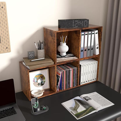 Wooden 2 Cube Storage Organizer, 2 Tier Storage Cubes Storage Display Cubby - Image 2