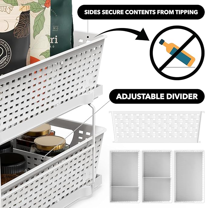 Simple Houseware 2 Tier Bathroom Organizer Tray Pull-Out Sliding Drawer - Image 4