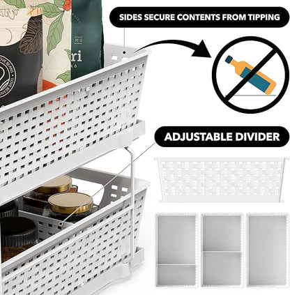 Simple Houseware 2 Tier Bathroom Organizer Tray Pull-Out Sliding Drawer - Image 4