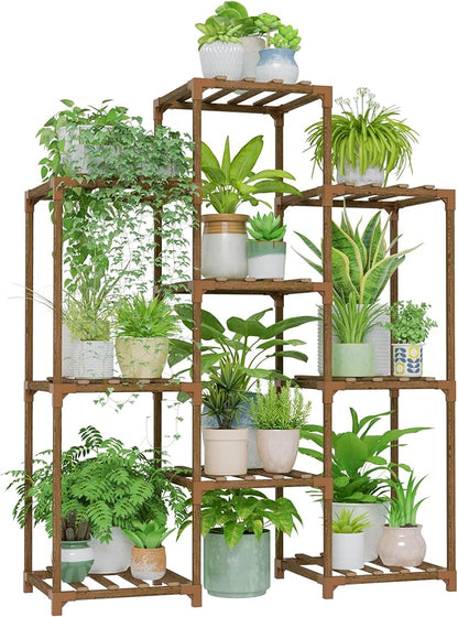 Bamworld Plant Stand Indoor Plants Shelf Outdoor Wood Plant Rack by Bamworld