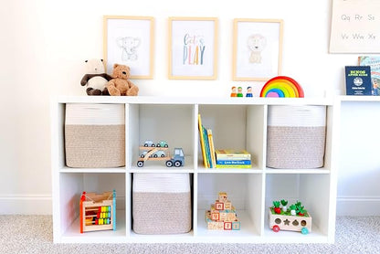 NaturalCozy 13 Inch Cube Storage Bins Cotton Rope Woven Baskets - Image 3