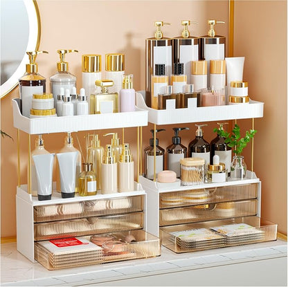 5 Tier 3 Drawers Makeup Organizer, 2 Set Bathroom Organizers and Storage by Unknown