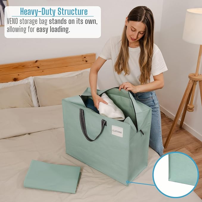 VENO 4 Pack Heavy Duty Moving Bags, Storage Bags, Packing Supplies, Top Zipper - Image 2
