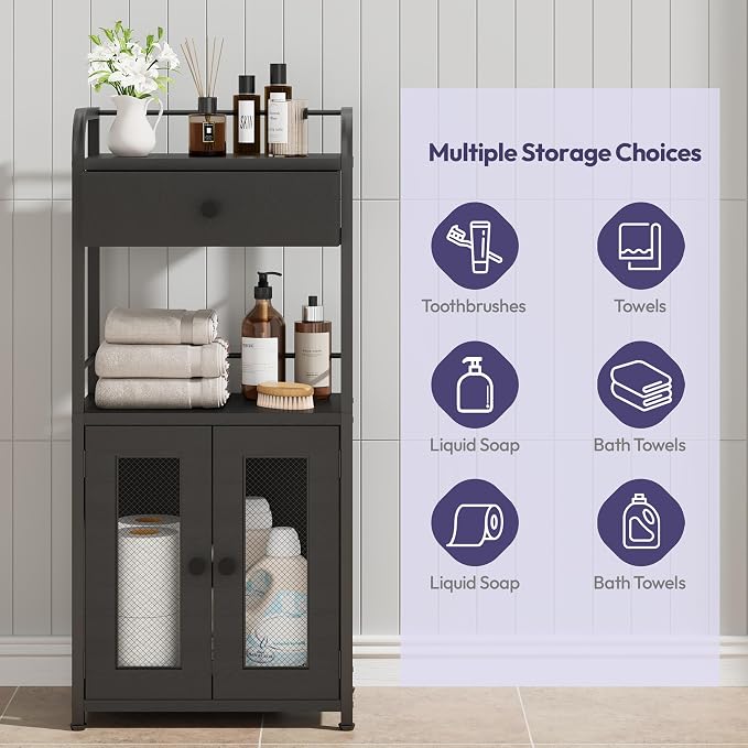 SWTYMIKI 14.57"x32.28" Bathroom Storage Cabinet – Freestanding Toilet Paper - Image 4