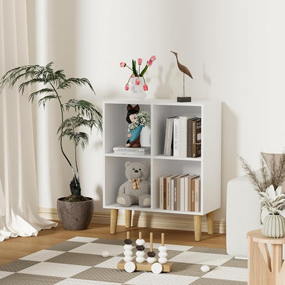 4 Cube Bookcase, Wooden Book Shelf Cube Storage Organizer - Image 2
