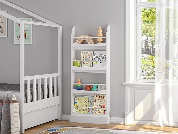 UTEX Kids Bookshelf, 4 Tiers Children's Bookcases and Storage, Kids Bookcase - Image 4