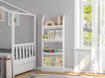 UTEX Kids Bookshelf, 4 Tiers Children's Bookcases and Storage, Kids Bookcase - Image 4