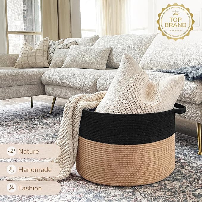 INDRESSME XXXLarge Cotton Rope Basket Woven Baby Laundry Basket Blanket Baskets - Image 7