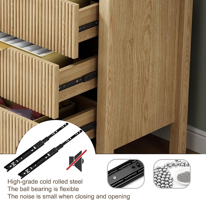 6 Drawer Dresser, Modern Wood Storage Chest of Drawers Organizer - Image 4