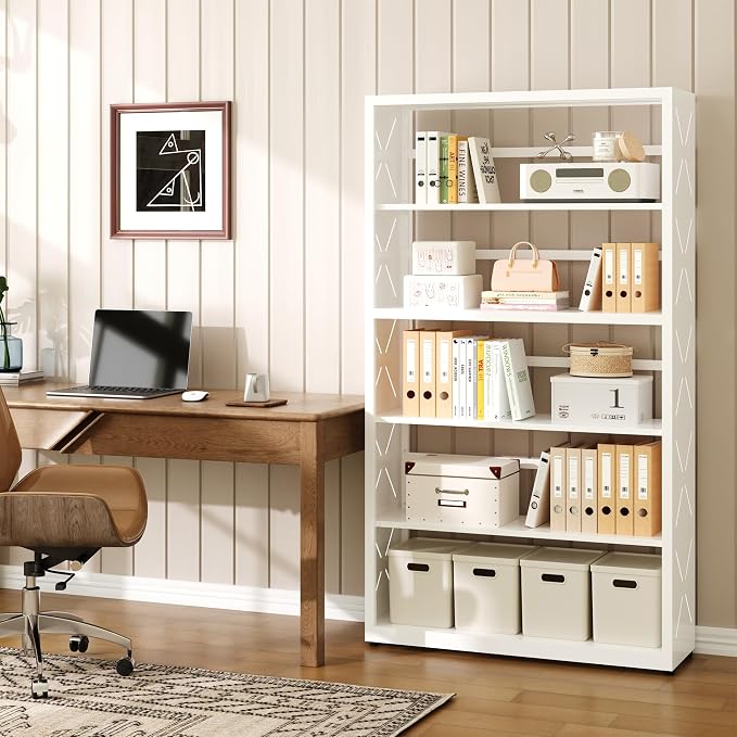 5 Tier Bookcase, Industrial Bookshelf, Home Office Bookcase Shelf Storage - Image 4
