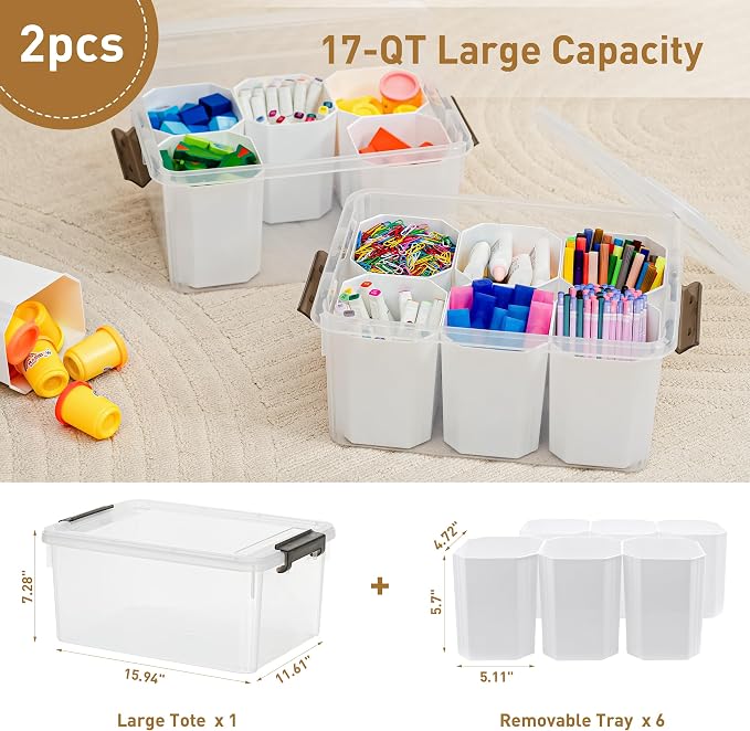 Citylife 17 QT Plastic Storage Bins Clear Storage Box - Image 2